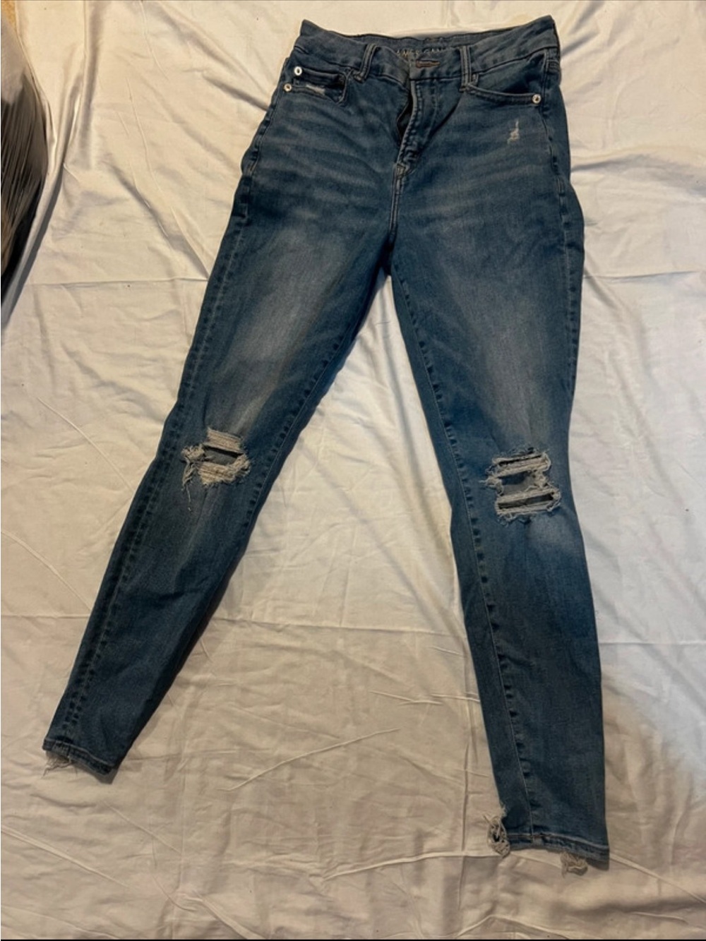 American Eagle Outfitters Dark Blue Ripped Skinny Jeans size 4